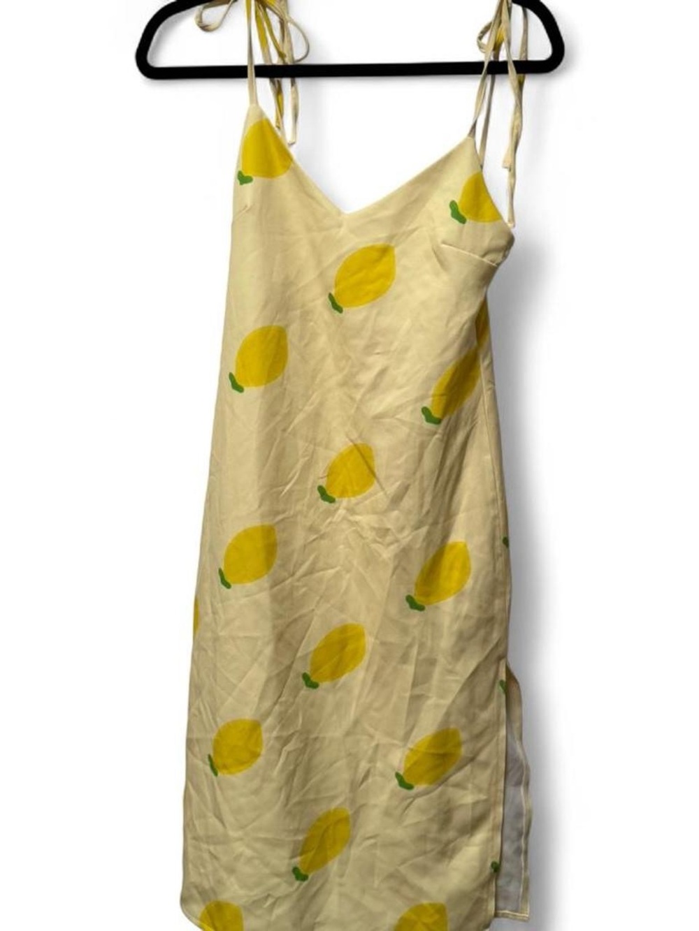Elise Hatsuko Summer Lemons Travel Festive Women's Yellow Tie Top Dress - XS